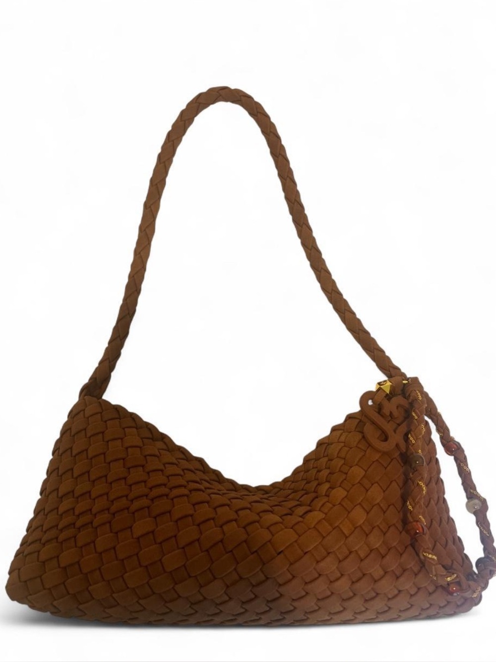 Woven Shoulder Bag in Brown